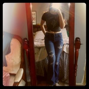 High rise ripped flares